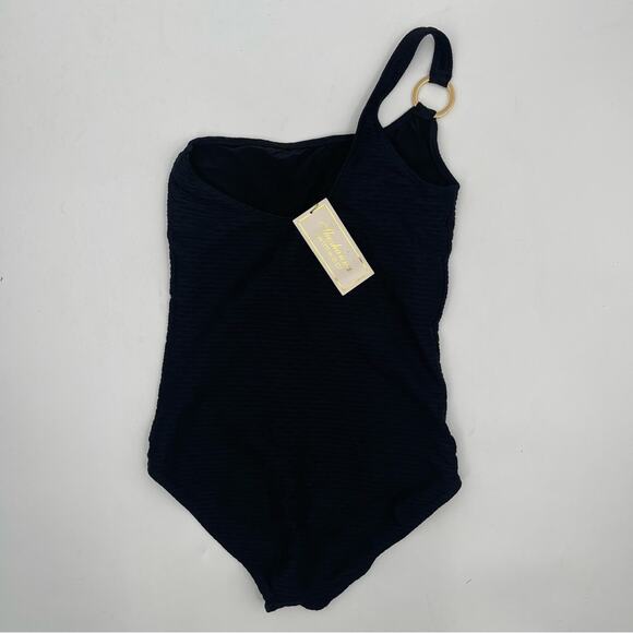 SHOSHANNA Swimsuit One Piece One Shoulder Black Tide Jacquard Textured NWT SZ 6 - Picture 5 of 14